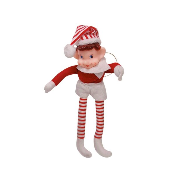 Vintage Pixie Sprite Knee Hugger Bendable Posable Shelf Sitter Christmas Elf 8" - Picture 1 of 4